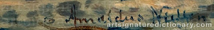 Authentic signature by Amaldus NIELSEN on artwork