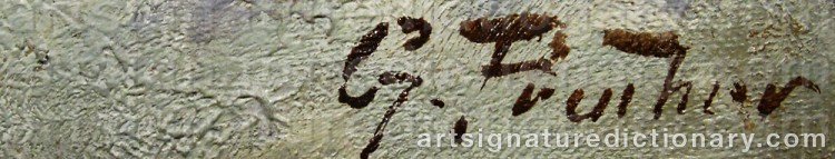 Authentic signature by Gustav PRUCHA on artwork
