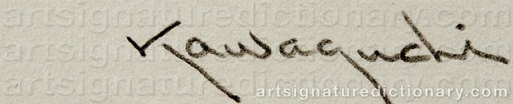 Authentic signature by KAWAGUCHI on artwork