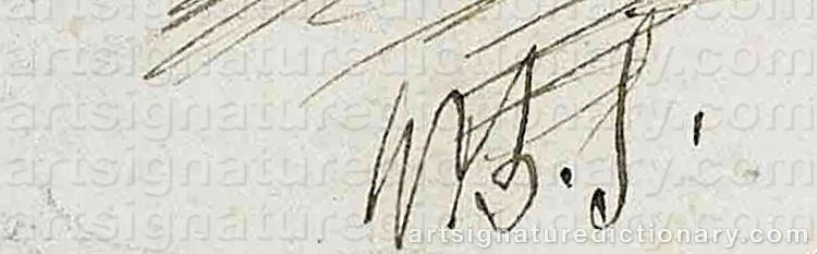 Authentic signature by William Bell SCOTT on  artwork