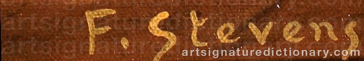 Authentic signature by F. STEVENS on  artwork