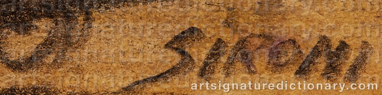 Authentic signature by Mario SIRONI on artwork