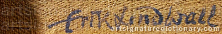 Authentic signature by Erik LINDWALL on artwork