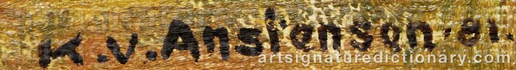 Authentic signature by Karl Vilhelm ANSTENSEN on  artwork