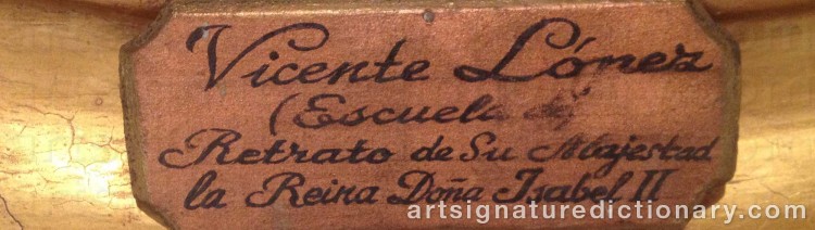 Authentic signature by Vicente LÓPEZ PORTAÑA on  artwork