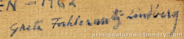 Authentic signature by Greta LINDBERG on artwork
