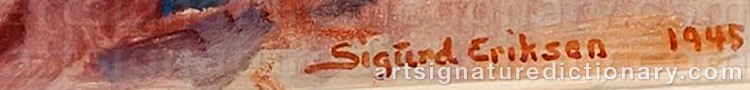 Authentic signature by Sigurd ERIKSEN on artwork