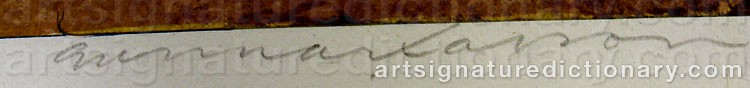 Authentic signature by Gunnar LARSON on  artwork