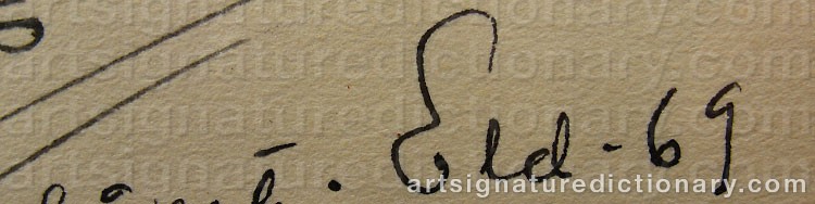 Authentic signature by Erik ‘Eld’ LUNDEGÅRD on  artwork