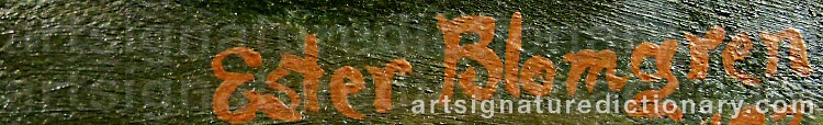Authentic signature by Ester BLOMGREN on  artwork