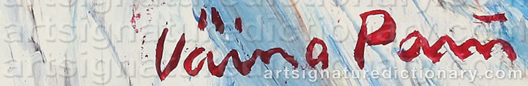 Authentic signature by Väinö PARIS on  artwork