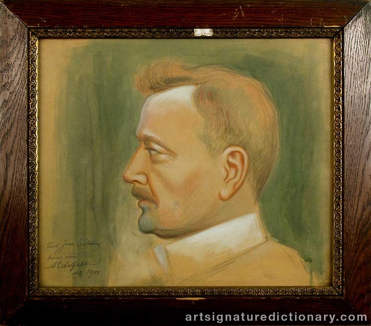 Close-up details showing Albert EDELFELT signature forgery characteristics