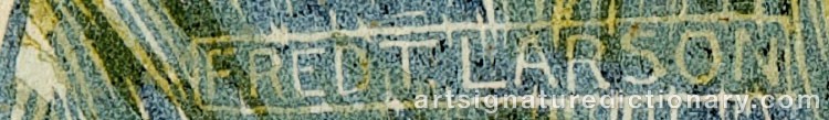 Authentic signature by Fred Thomas LARSON on  artwork