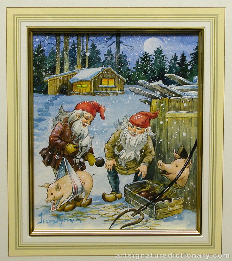 Close-up details showing Jenny NYSTRÖM signature forgery characteristics