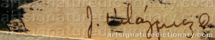 Authentic signature by Juan Ramón VELASQUEZ on  artwork