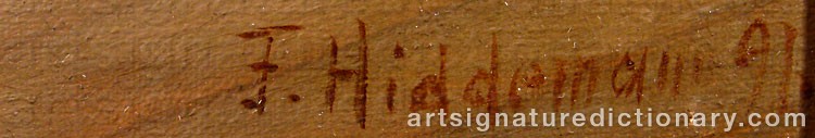 Authentic signature by Friedrich Peter HIDDEMANN on  artwork