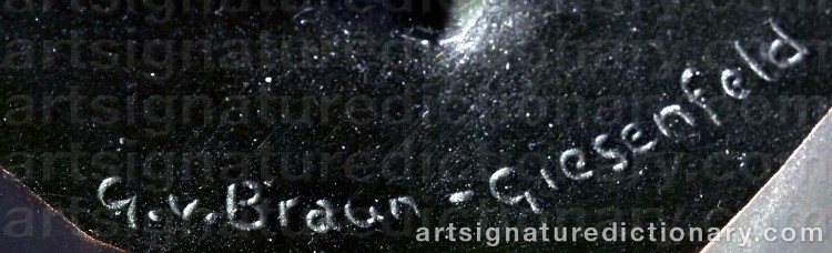 Authentic signature by Greta Von BRAUN-GIESENFELD on Sculpture artwork