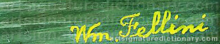 Authentic signature by William FELLINI on Painting/Watercolour artwork
