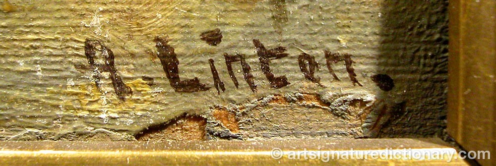 Authentic signature by A. LINTON on  artwork