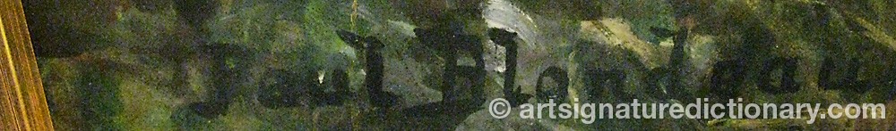 Authentic signature by Paul BLONDEAU on  artwork