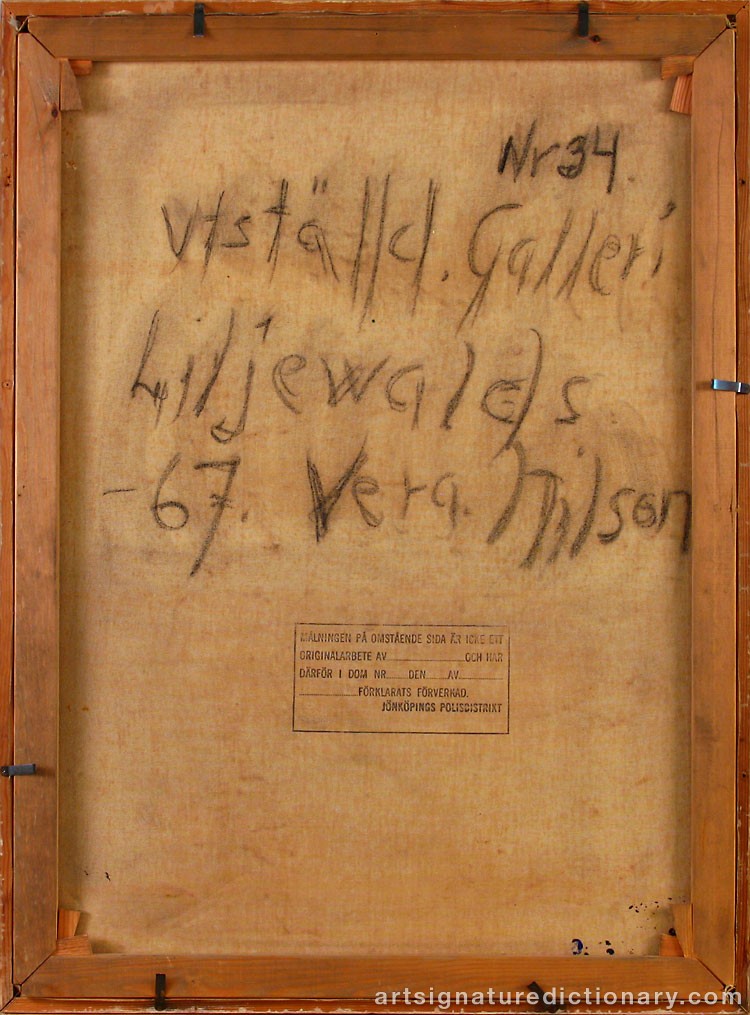 Close-up details showing Vera NILSSON signature forgery characteristics