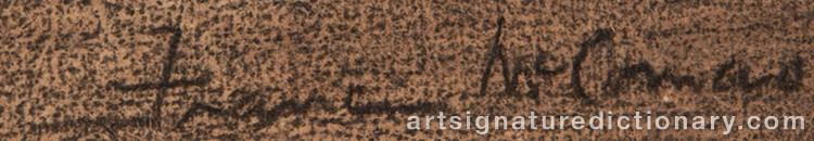 Authentic signature by Francis John MCCOMAS on  artwork