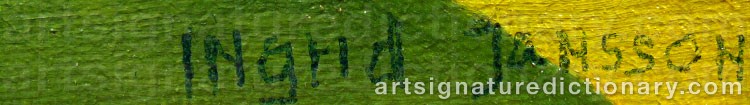 Authentic signature by Ingrid JANSSON on  artwork