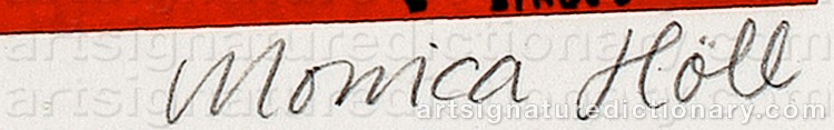 Authentic signature by Monica HÖLL on  artwork