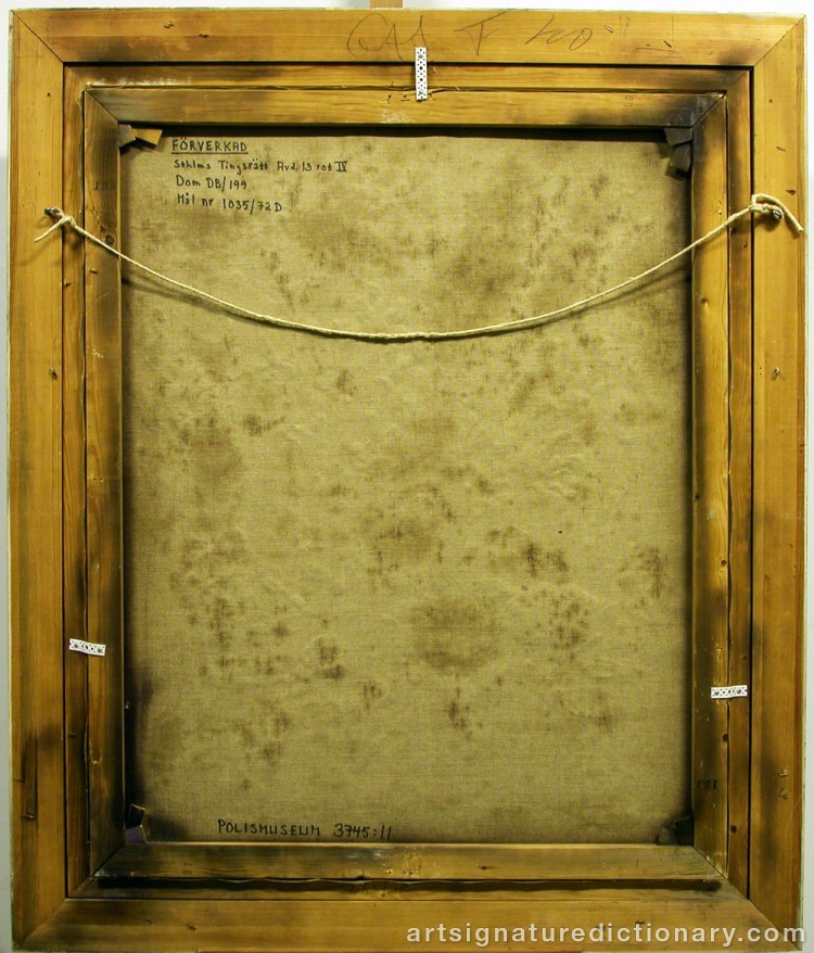 Close-up details showing Albin AMELIN signature forgery characteristics