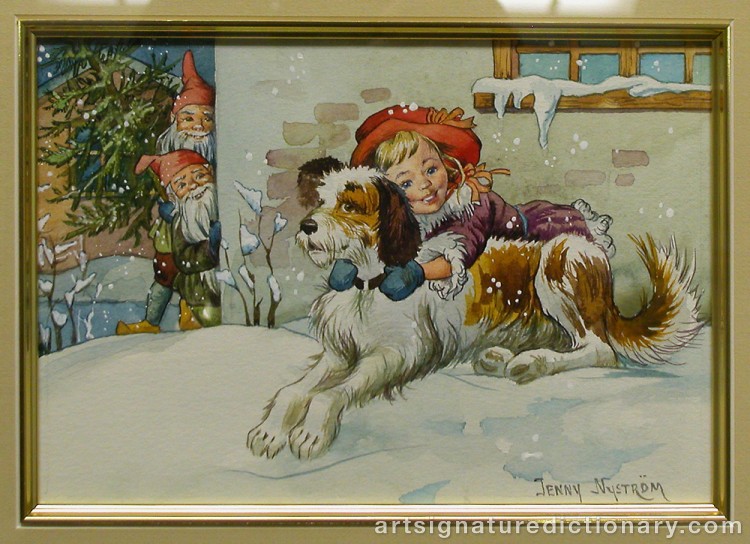 Close-up details showing Jenny NYSTRÖM signature forgery characteristics