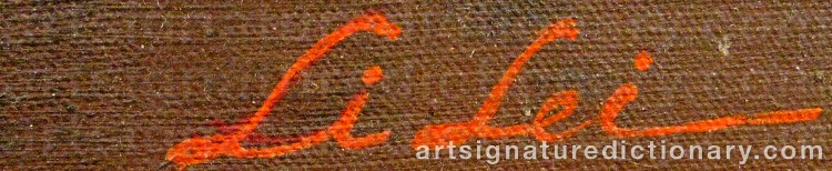 Authentic signature by LEI LI on Painting/Watercolour artwork