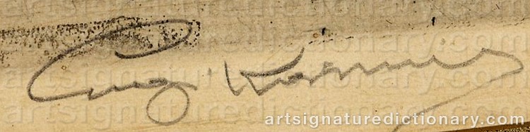 Authentic signature by Luigi KASIMIR on Drawing/Graphic/Print artwork