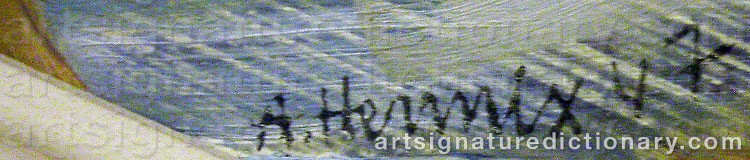 Authentic signature by Axel HENNIX on  artwork