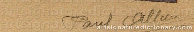 Authentic signature by Paul ‘Paul’ ALLIER on  artwork