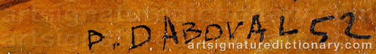 Authentic signature by Pierre DABOVAL on  artwork