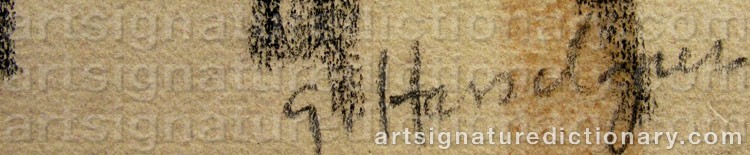 Authentic signature by Gunnar HASSELGREN on  artwork