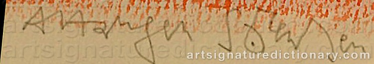 Authentic signature by Arne Haugen SØRENSEN on artwork