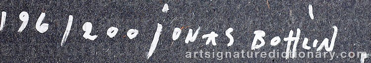 Authentic signature by Jonas BOHLIN on  artwork