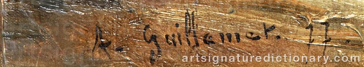 Authentic signature by Jean Baptiste Antoine GUILLEMET on artwork