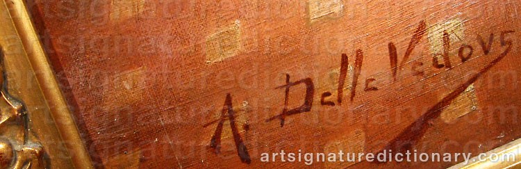 Authentic signature by Antonio DELLE VEDOVE on  artwork