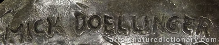 Authentic signature by Mick DOELLINGER on Sculpture artwork
