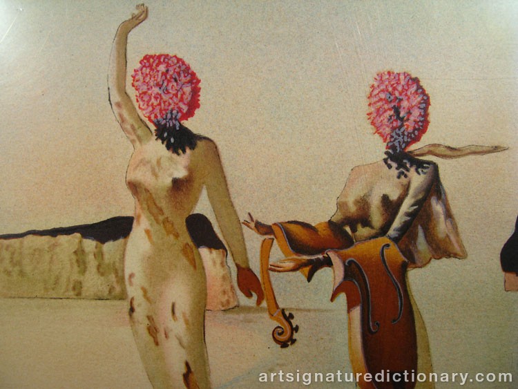 Close-up details showing Salvador DALI signature forgery characteristics