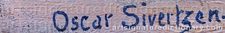 Authentic signature by Oscar SIVERTZEN on  artwork