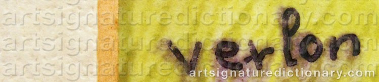 Authentic signature by André VERLON on  artwork