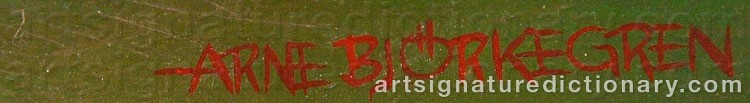 Authentic signature by Arne BJÖRKEGREN on  artwork
