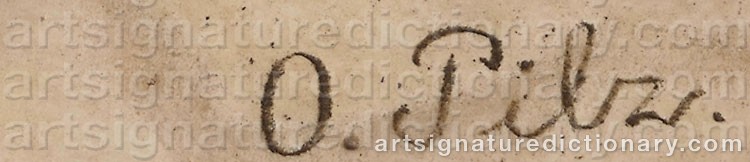 Authentic signature by Otto PILZ on  artwork