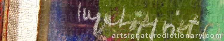 Authentic signature by Inga LÖFQUIST on  artwork