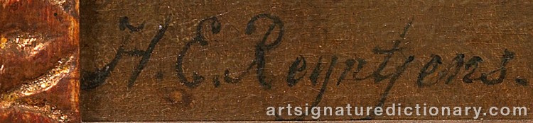 Authentic signature by Henricus Engelbert REYNTJENS on  artwork