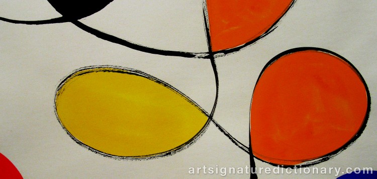 Close-up details showing Alexander CALDER signature forgery characteristics