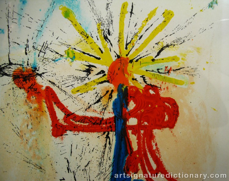 Close-up details showing Salvador DALI signature forgery characteristics